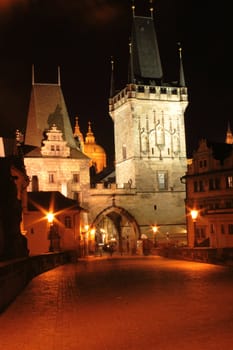 old buildings in Prague in the night - charles brige