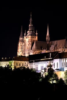 old buildings in Prague in the night - castle