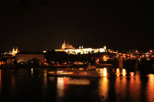 old buildings in Prague in the night - castle