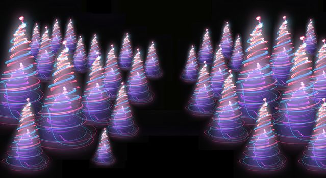 xmas tree (lights) on the black background