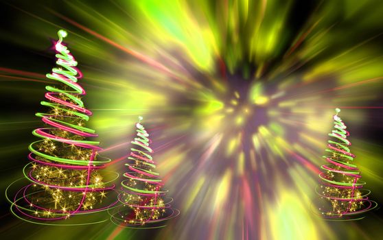 xmas tree (lights) on the color background