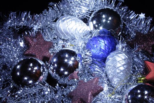 christmas background with the white blue and red decorations