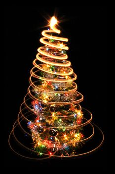 christmas tree isolated on the black background