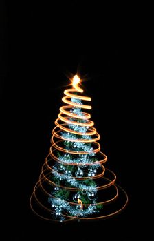 christmas tree isolated on the black background