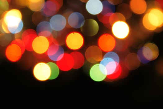christmas background with color lights of xmas tree