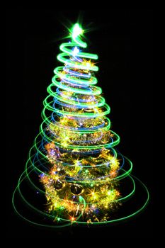 christmas tree isolated on the black background