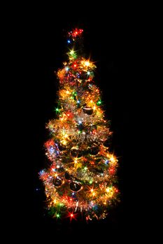 christmas tree isolated on the black background