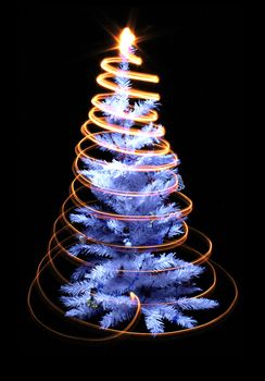 christmas tree isolated on the black background