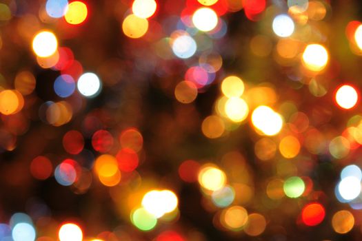 christmas background with color lights of xmas tree