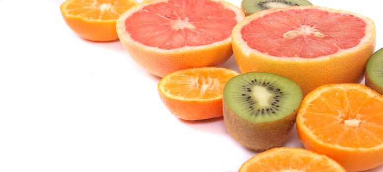 fruit background from the lemon orange and kiwi 