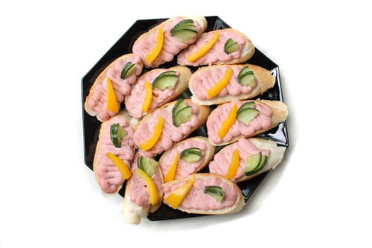 typical czech sandwiches  on the white background