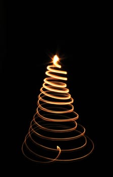 christmas tree isolated on the black background