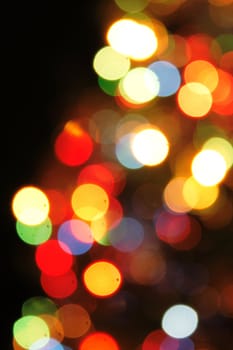 christmas background with color lights of xmas tree