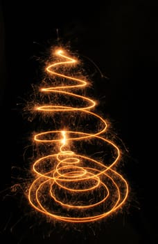 christmas tree isolated on the black background