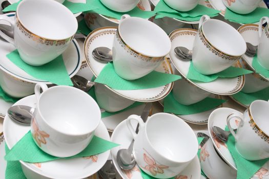 white empty cups on the big party 