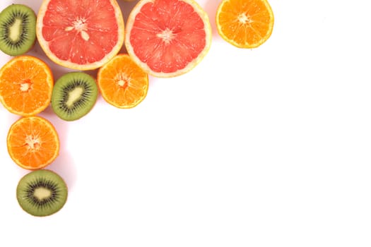 fruit background from the lemon orange and kiwi 
