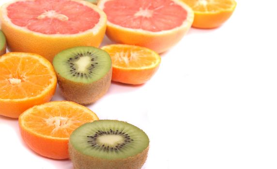 fruit background from the lemon orange and kiwi 