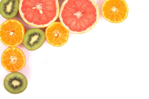 fresh fruits (kiwi orange etc..) on the white background