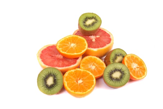 fruit background from the lemon orange and kiwi 