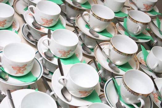 white empty cups on the big party 