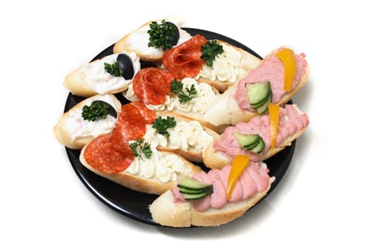 typical czech sandwiches  on the white background