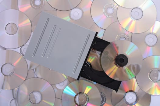 cd-rom background with many cd-roms - computer background