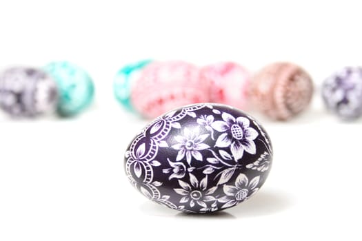 color easter eggs on the white background 