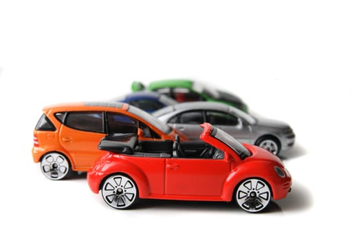 color car toys on the white background