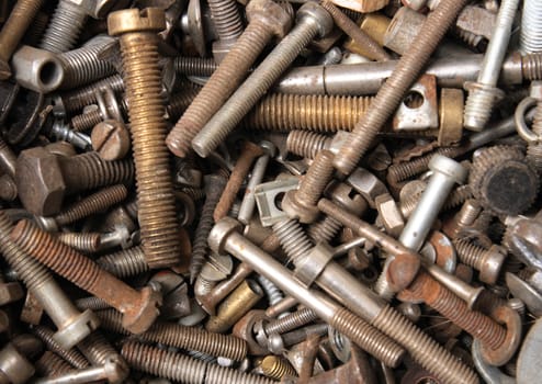 steel nuts background from the work place