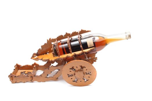 old alcohol cannon on the white background