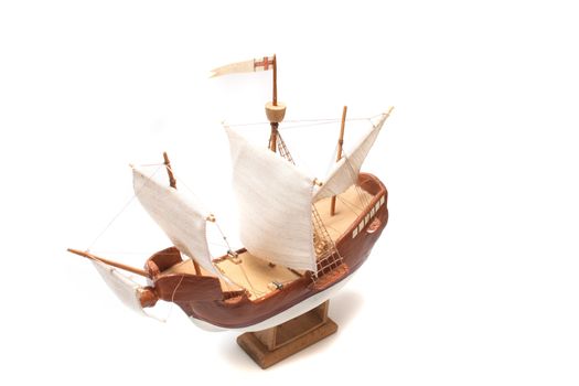 model of ship on the white background
