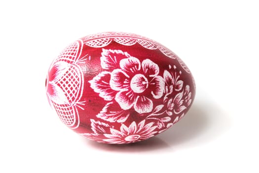 red easter egg on the white background 