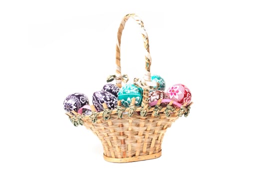 color easter eggs on the white background 