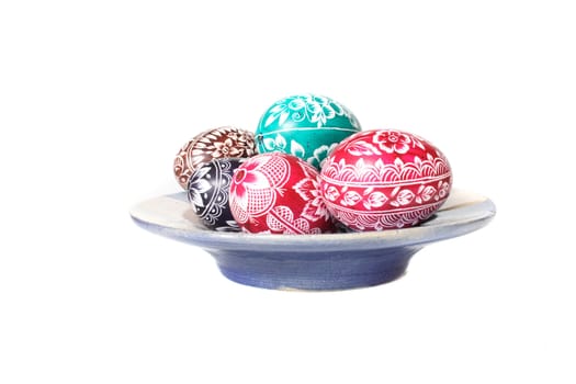 color easter eggs on the white background 