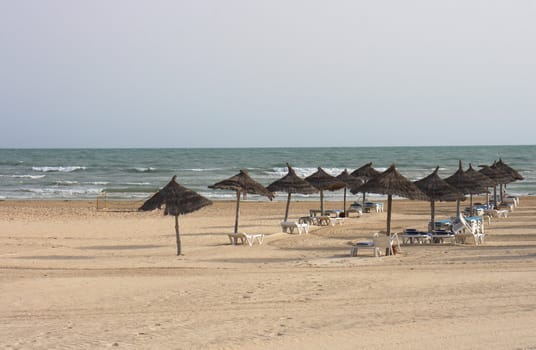 beach in tunisia in the early  morning (djerba)