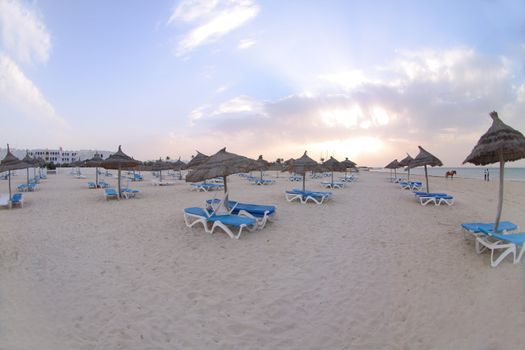 beach  in the tunisian hotel in africa