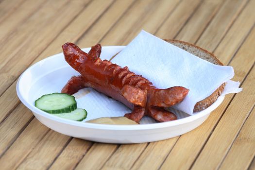treditional czech fastfood - bread and meat  and mustard