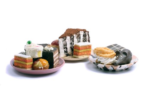 nice sweet desserts on the white background