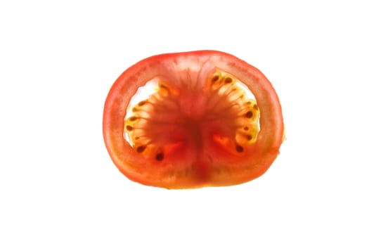 red tomato slices on the white background