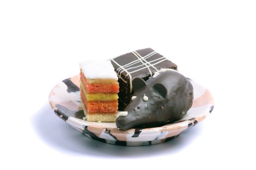 nice sweet desserts on the white background