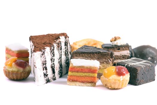 nice sweet desserts on the white background