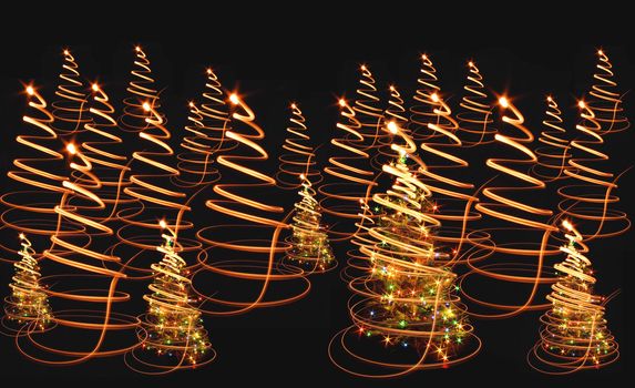 xmas tree (lights) on the black background