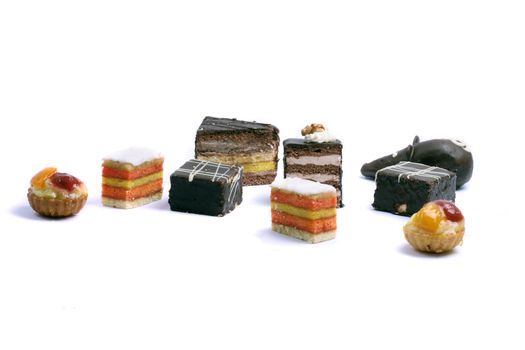 nice sweet desserts on the white background