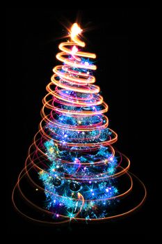 christmas tree isolated on the black background