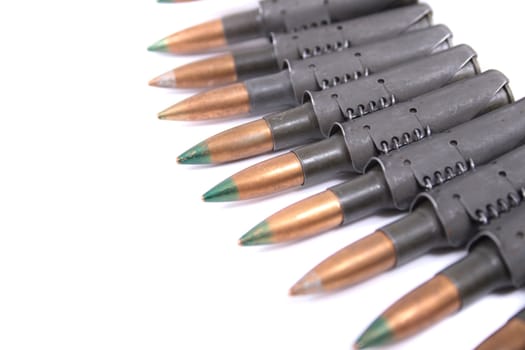 ammo from automatic gun isolated on the white background