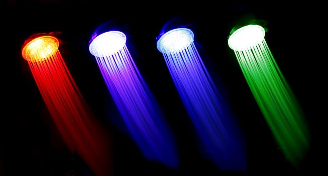 color water from the shower in the night 