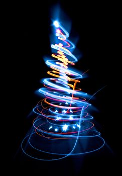 xmas tree (lights) on the black background