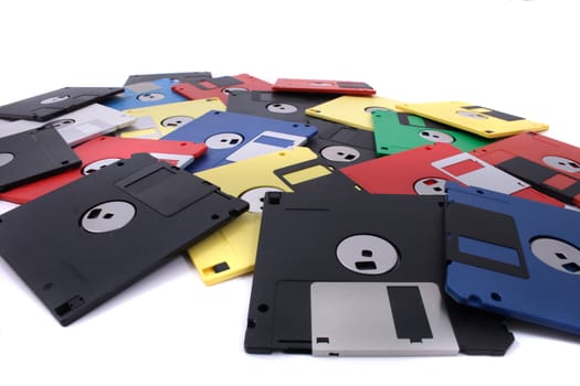 fdd disks in the different colors on the white background