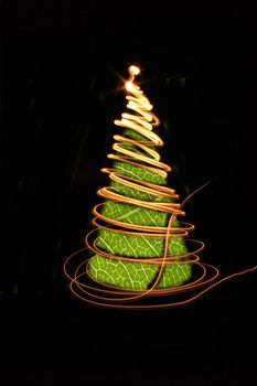 xmas tree (lights) on the black background