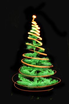 xmas tree (lights) on the black background